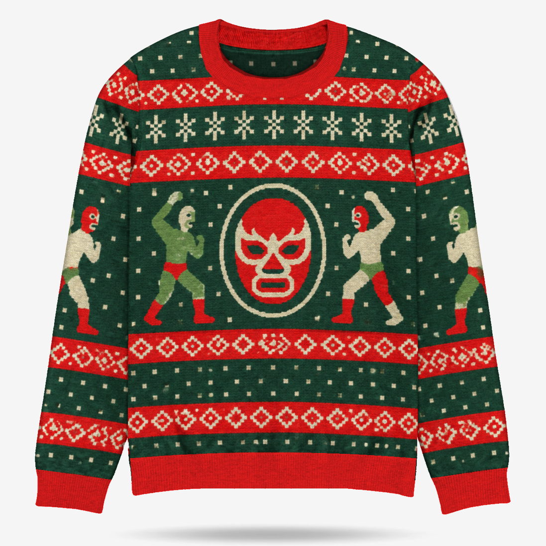 Luchadores Navidad — Noche de Campeones Knitted Sweater
