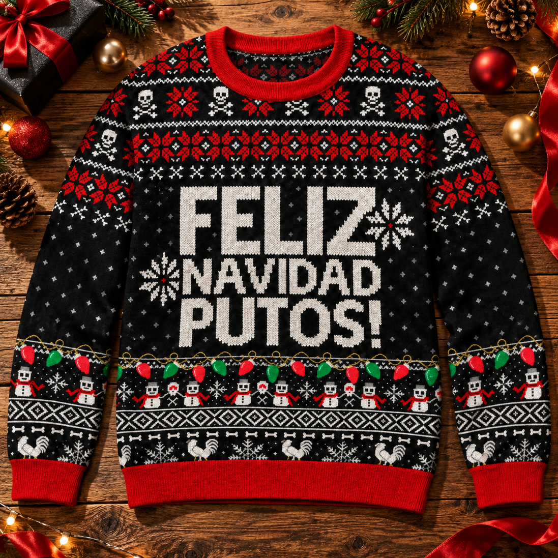 Feliz Navidad Putos — Noche sin Filtro Knitted Sweater