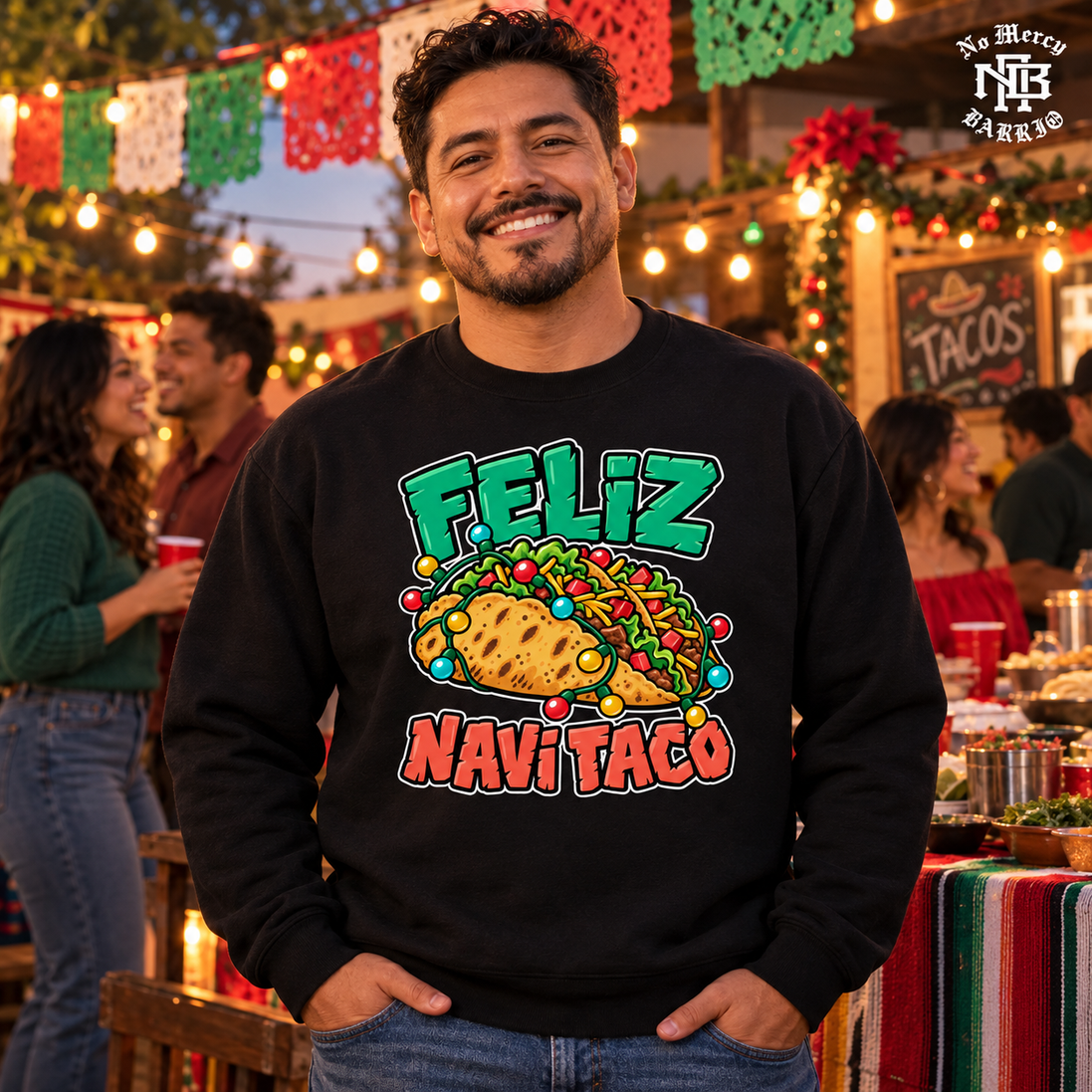 Feliz Navi Taco Cantina Lights Sweater