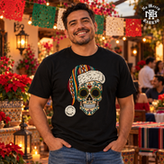 Santa Calavera Flor de Serape T Shirt