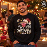 Santas Favorite Hot Mess Ruby Sparkle Sweater