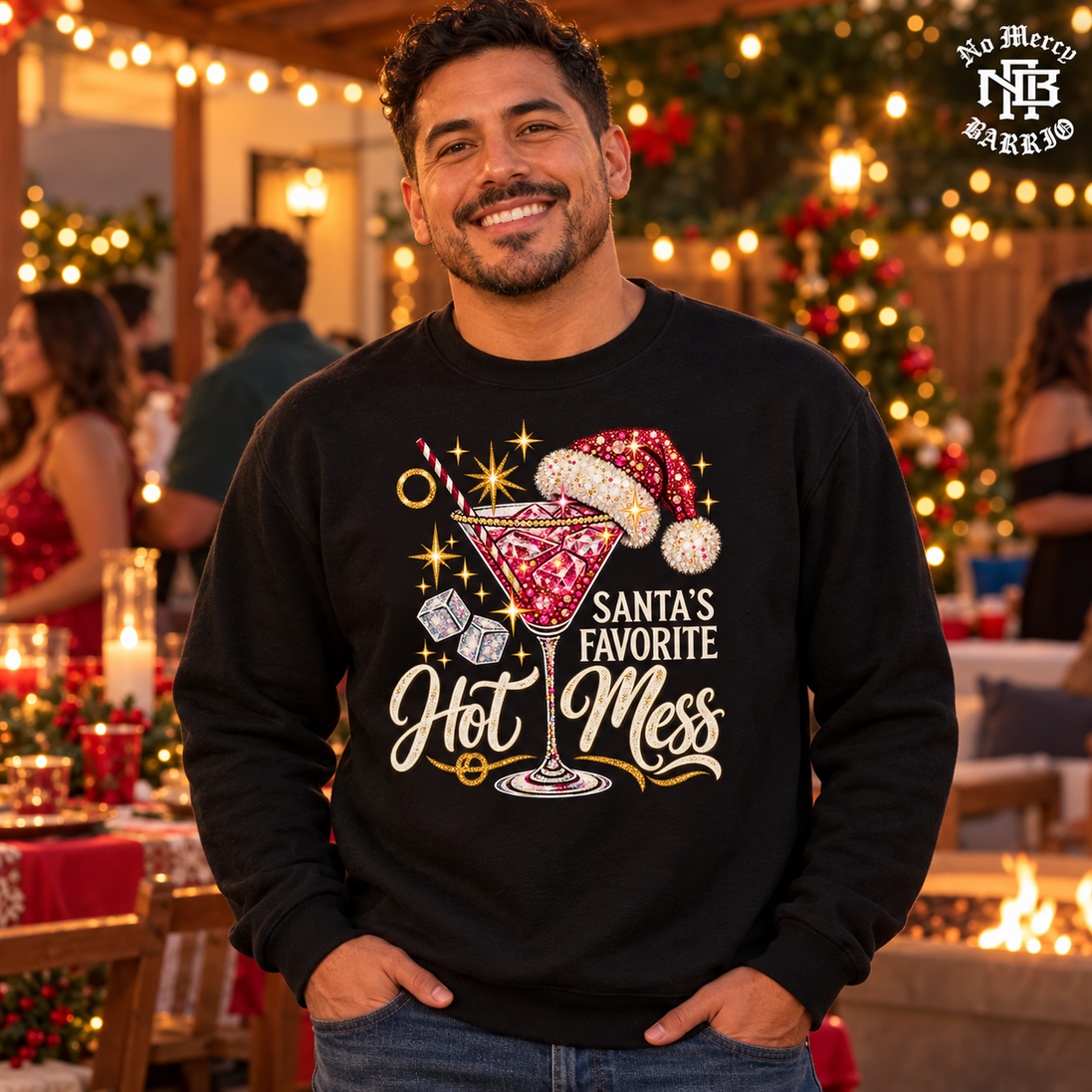 Santas Favorite Hot Mess Ruby Sparkle Sweater
