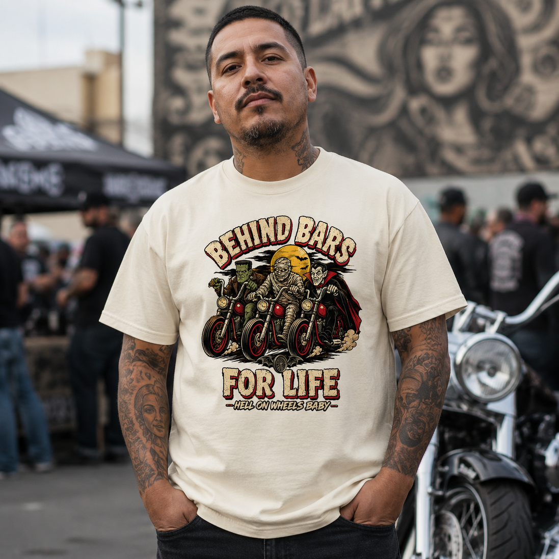 Behind Bars For Life Moto Tee T Shirt