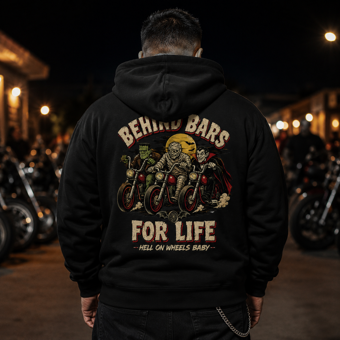 Behind Bars For Life Moto Tee Hoodie