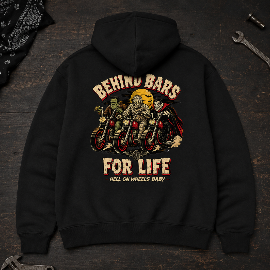 Behind Bars For Life Moto Tee Hoodie