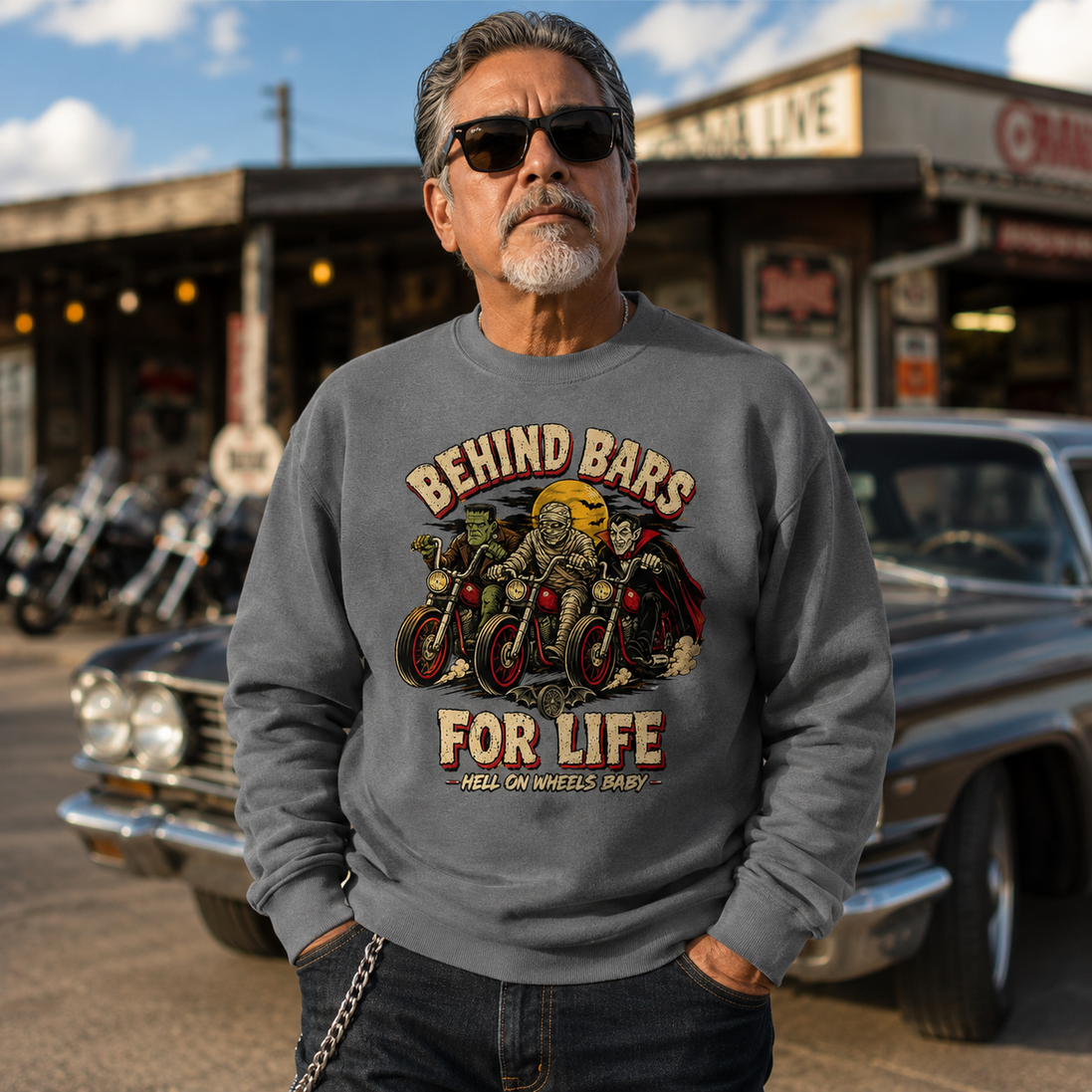 Behind Bars For Life Moto Tee Sweater