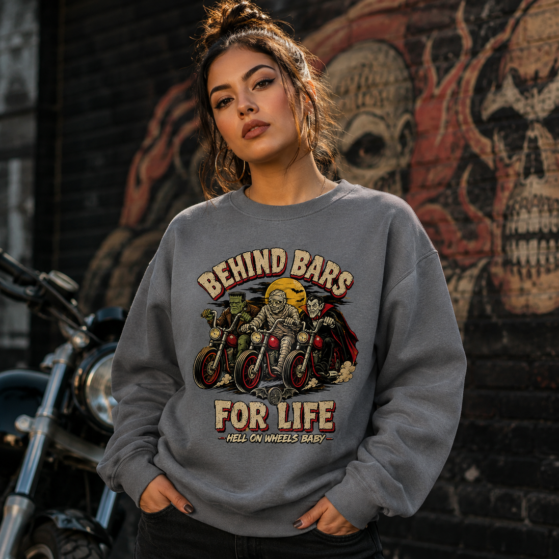 Behind Bars For Life Moto Tee Sweater