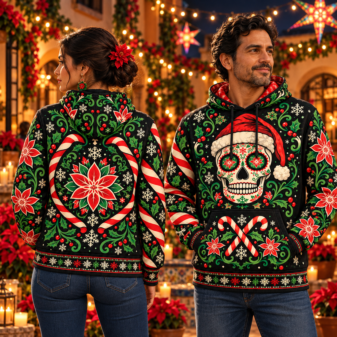 Calavera de Nochebuena – Midnight Fiesta Hoodie