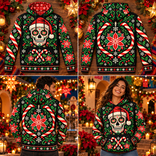 Calavera de Nochebuena – Midnight Fiesta Hoodie