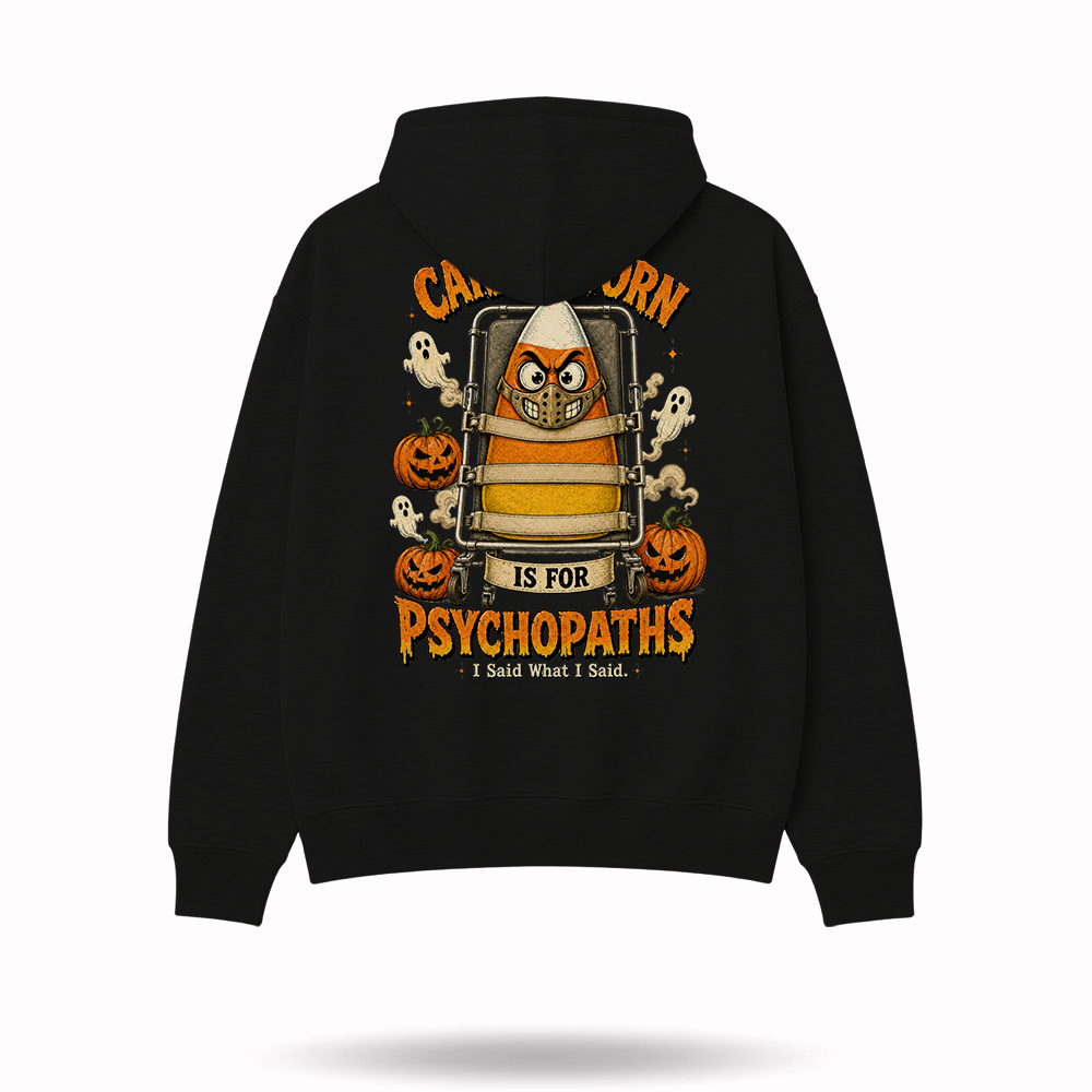 Candy Corn Psycho Ward Black Hoodie