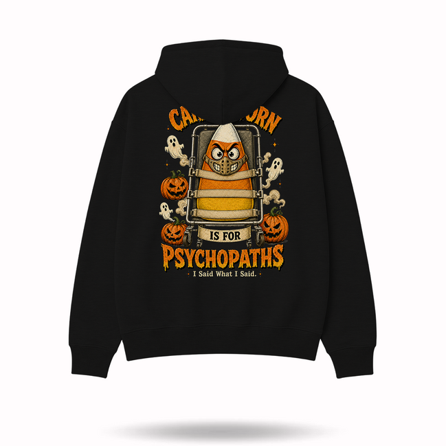 Candy Corn Psycho Ward Black Hoodie