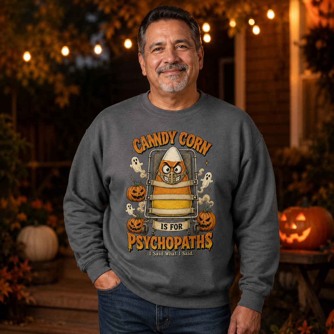 Candy Corn Psycho Ward Sweater