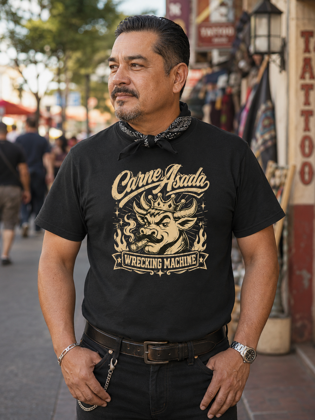 Carne Asada Wrecking Machine Old Skool T Shirt