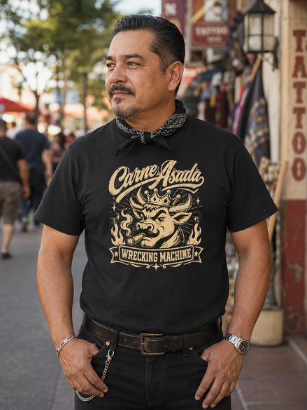 Carne Asada Wrecking Machine Old Skool T Shirt