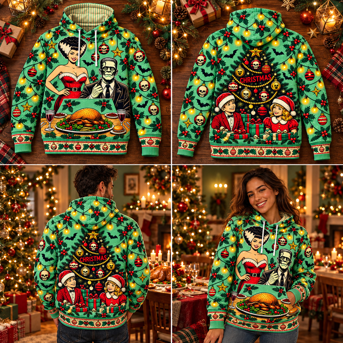 Cena de Monstruos – Christmas Family Dinner Hoodie