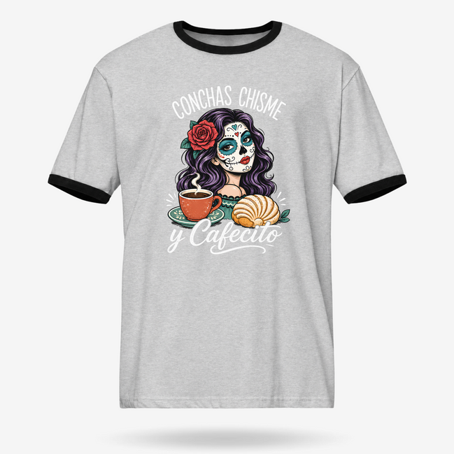 Concha, Chisme Y Cafecito Ringer Tee