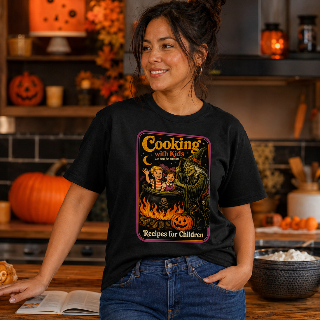 Cooking With Kids – Vintage Witch Recipe T Shirt
