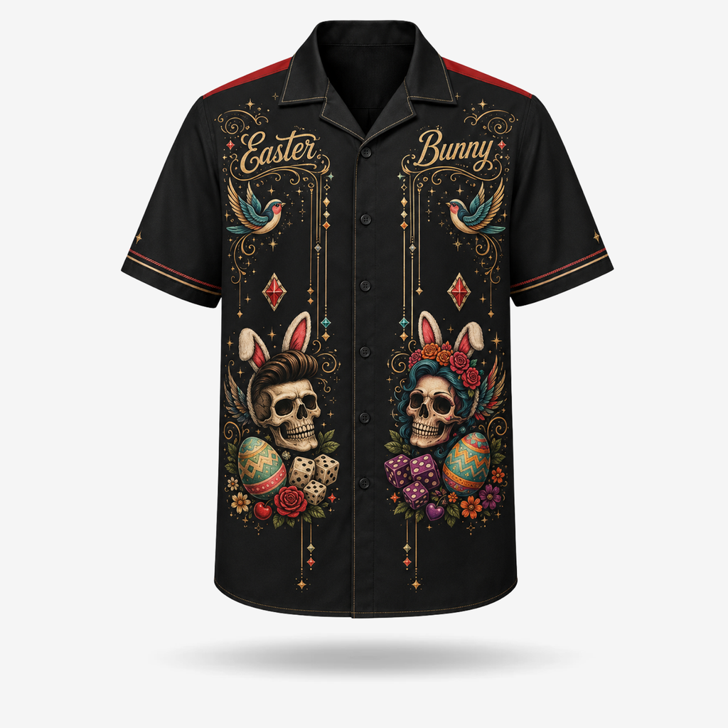 Easter Calavera Bunny Guayabera