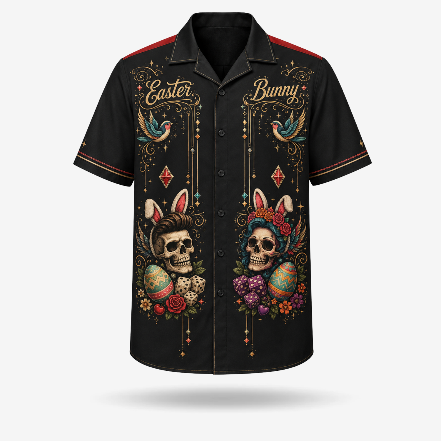 Easter Calavera Bunny Guayabera