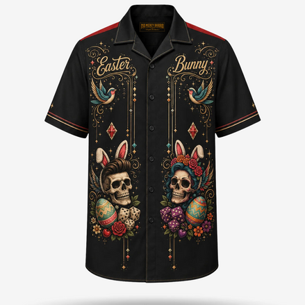 Easter Calavera Bunny Guayabera