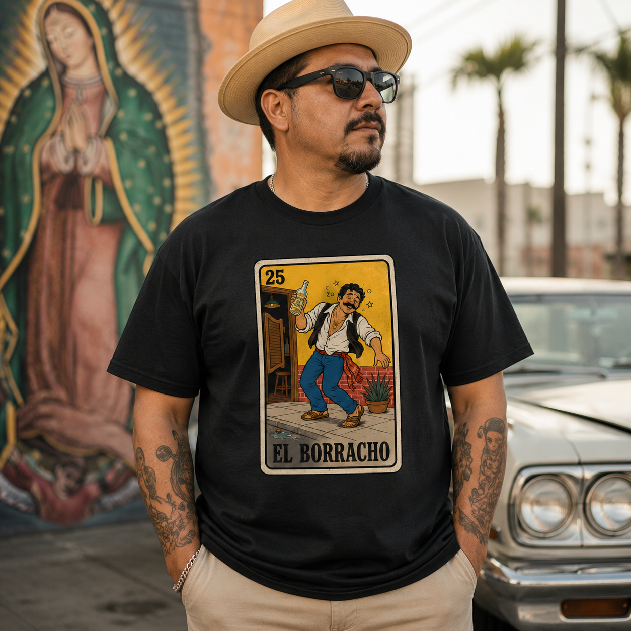 El Borracho Mexican Loteria T Shirt