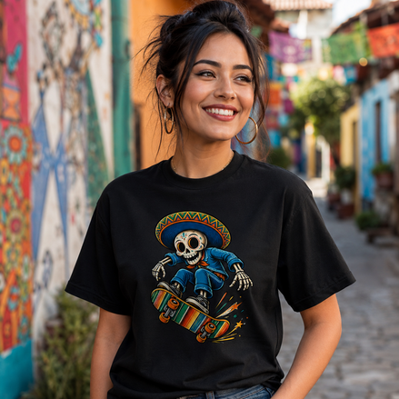 El Chido Calavera Skater T Shirt