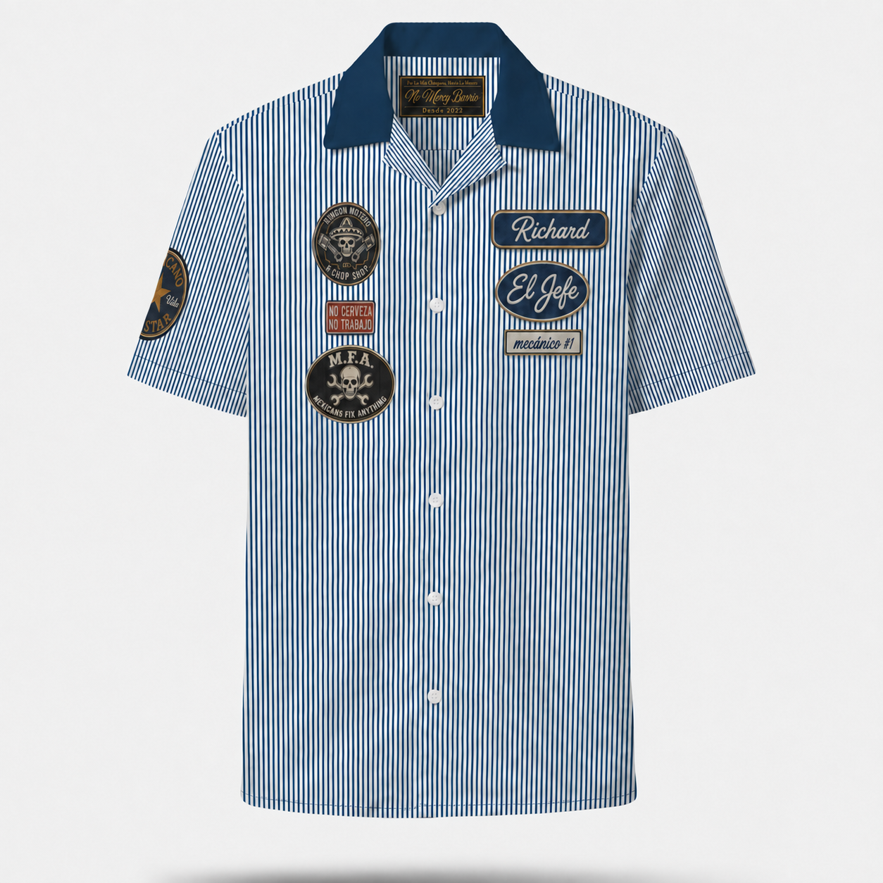 El Jefe Barrio Garage Guayabera Shirt ( Customized Name )