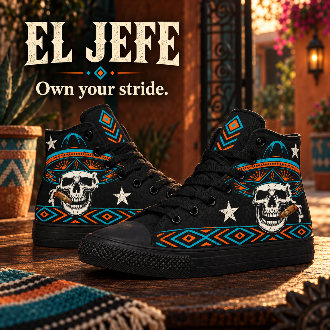 El Jefe – Sombrero Skull High Tops