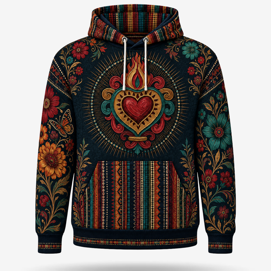 Flores Y Corazon Art De La Calle Hoodie – Noche Dorada