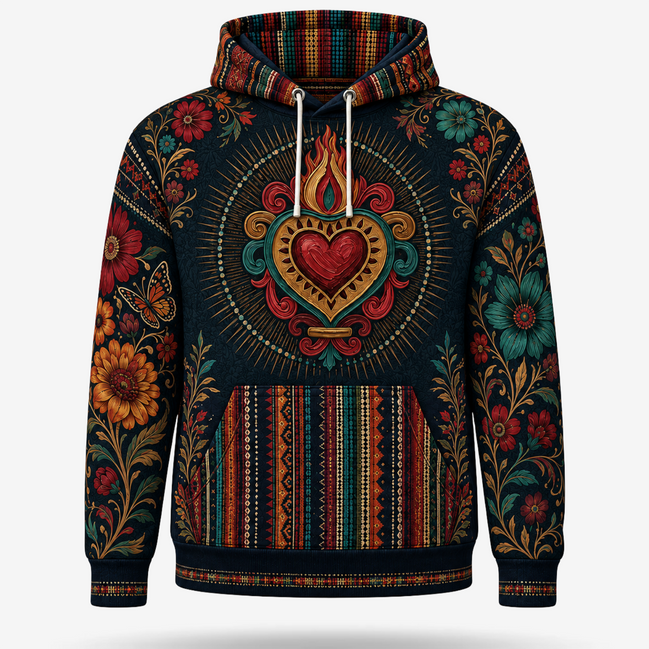 Flores Y Corazon Art De La Calle Hoodie – Noche Dorada
