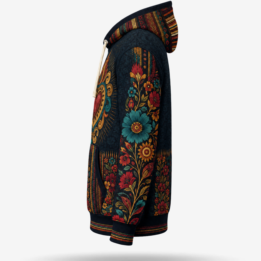 Flores Y Corazon Art De La Calle Hoodie – Noche Dorada