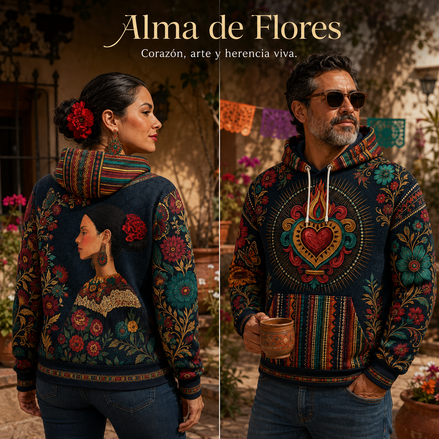 Flores Y Corazon Art De La Calle Hoodie – Noche Dorada