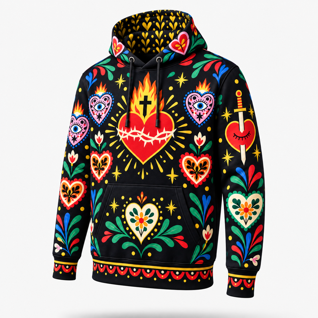 Corazones de Fuego y Esperanza Hoodie