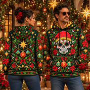 Jardín de Calaveras – Golden Christmas Hoodie
