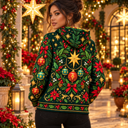 Jardín de Calaveras – Golden Christmas Hoodie