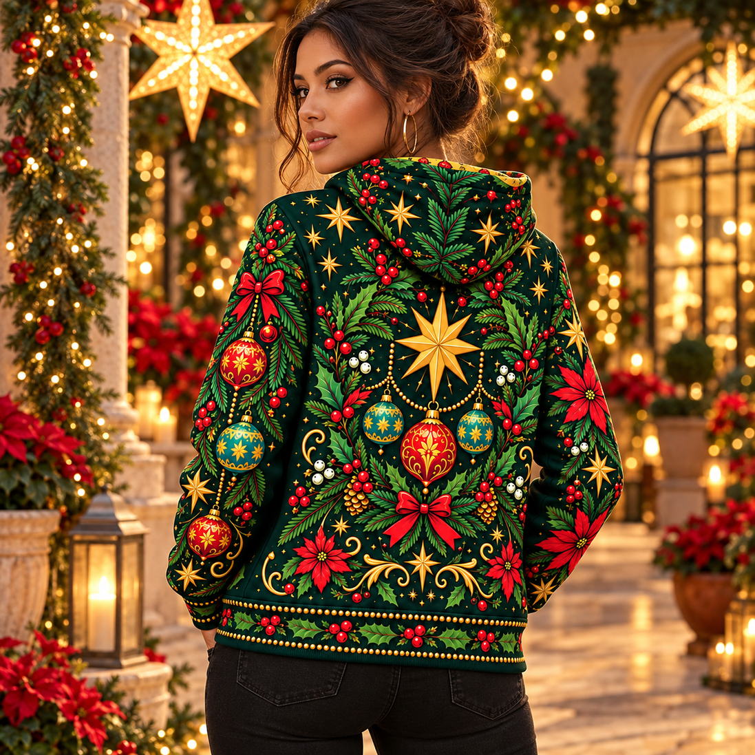 Jardín de Calaveras – Golden Christmas Hoodie