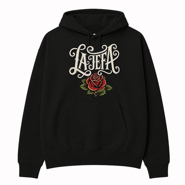 La Jefa Rose Script Hoodie