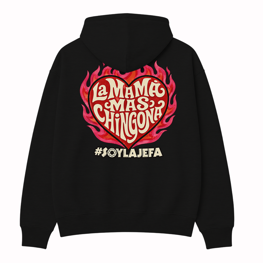 La Mamá Más Chingona Flame Heart Hoodie