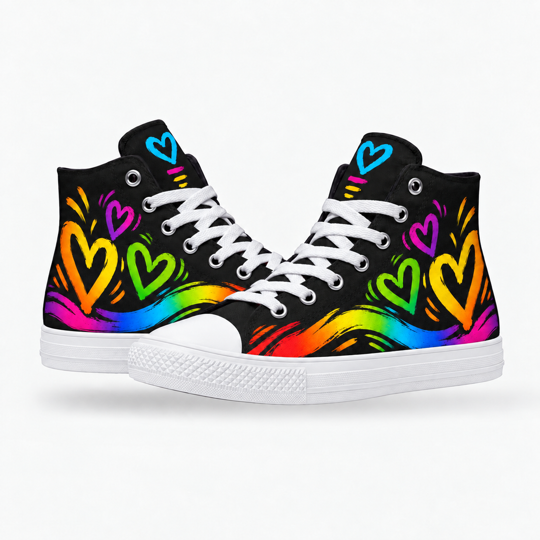 More Amor – Rainbow Hearts High Tops