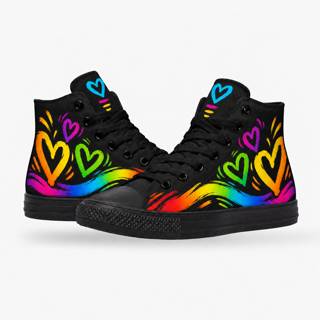 More Amor – Rainbow Hearts High Tops