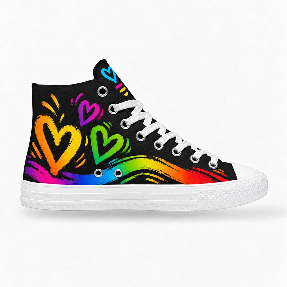 More Amor – Rainbow Hearts High Tops