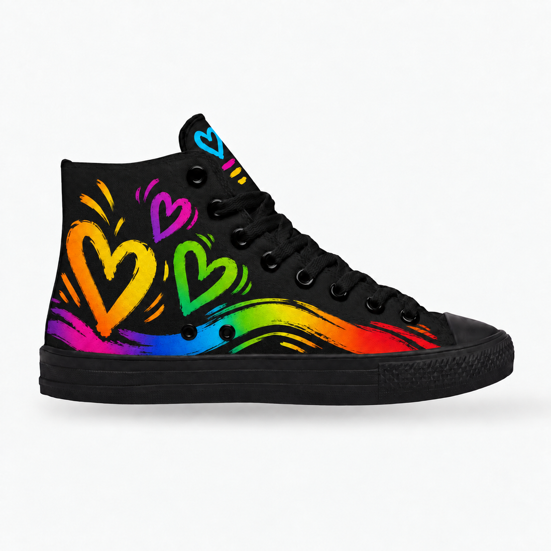 More Amor – Rainbow Hearts High Tops