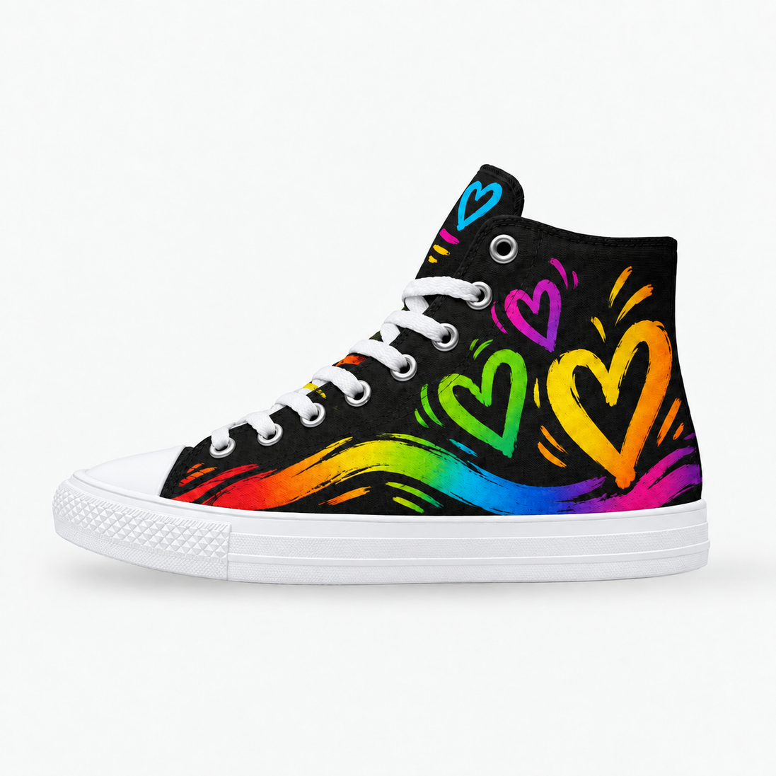 More Amor – Rainbow Hearts High Tops