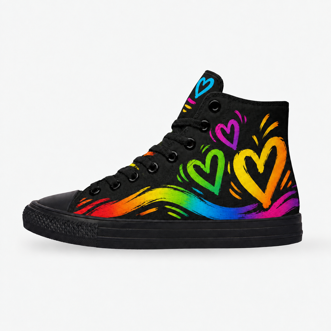 More Amor – Rainbow Hearts High Tops