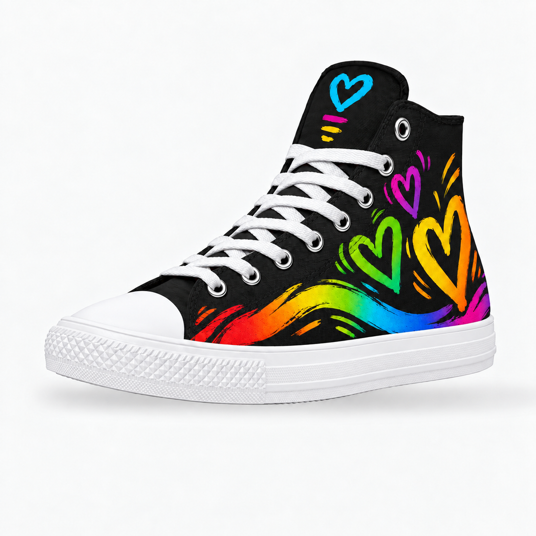More Amor – Rainbow Hearts High Tops