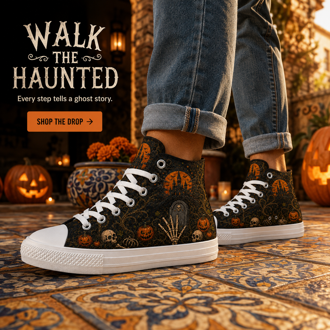 Midnight Graveyard Halloween High Tops