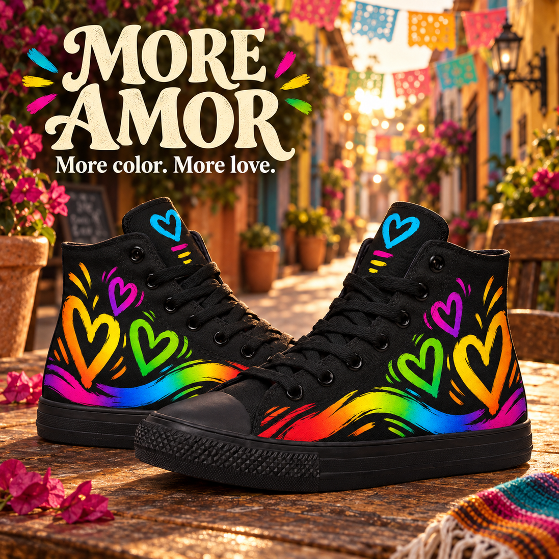 More Amor – Rainbow Hearts High Tops