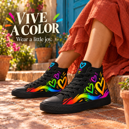 More Amor – Rainbow Hearts High Tops