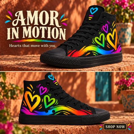 More Amor – Rainbow Hearts High Tops