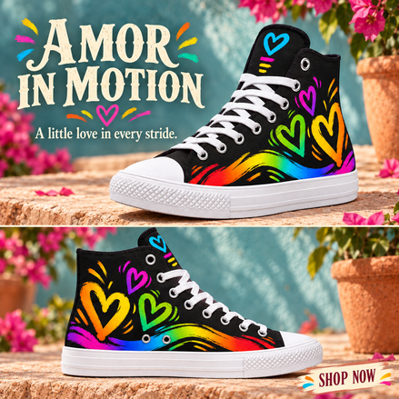 More Amor – Rainbow Hearts High Tops